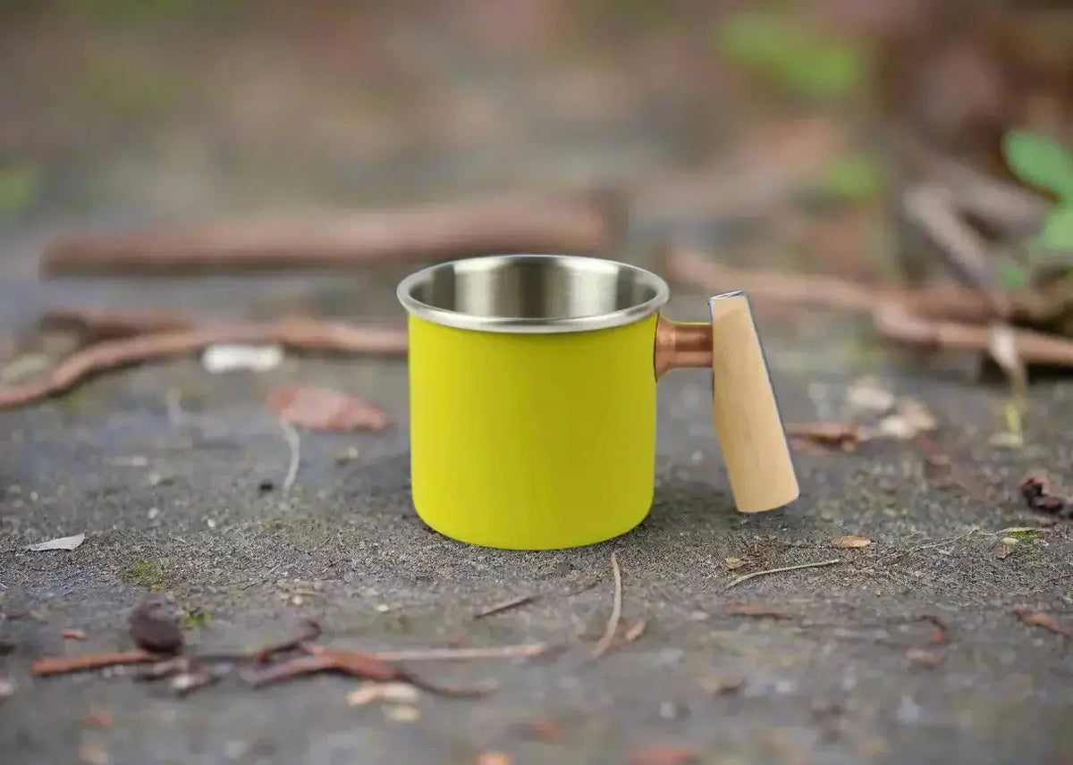 Camping mok - beker van roestvrij staal - kalas serie - 400ml - kleur olijfgroen Truvii