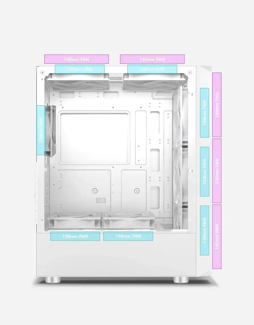 PC gamer case - G30 WHITE TRUE FORCE - Tempered glass Spire
