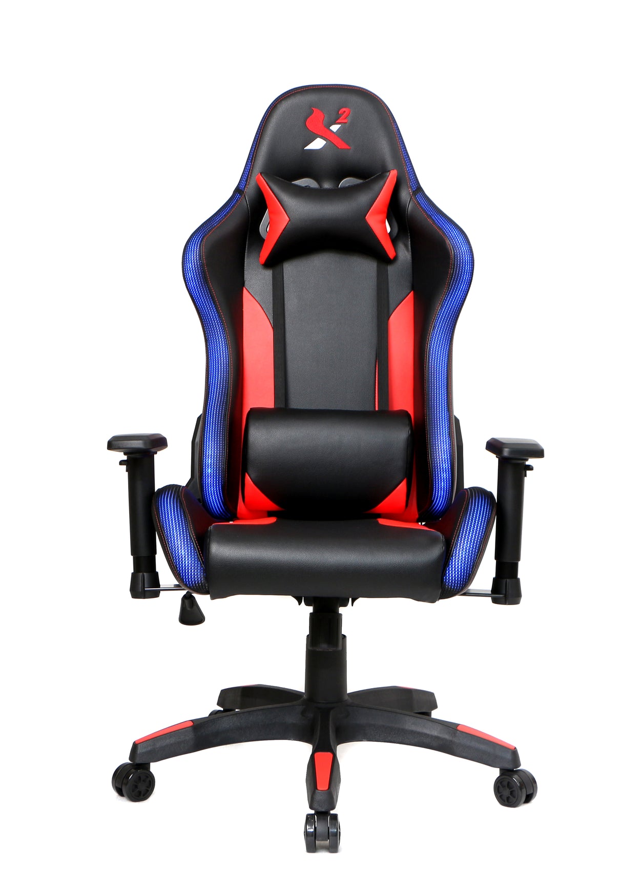 X2 Gaming Stoel - Met nekkussen Verstelbaar - RGB Lichten - Ergonomisch - Bureau Stoel - PVC leer - Nylon Wielen - 54x69.5x133cm (LxWxH) Spire