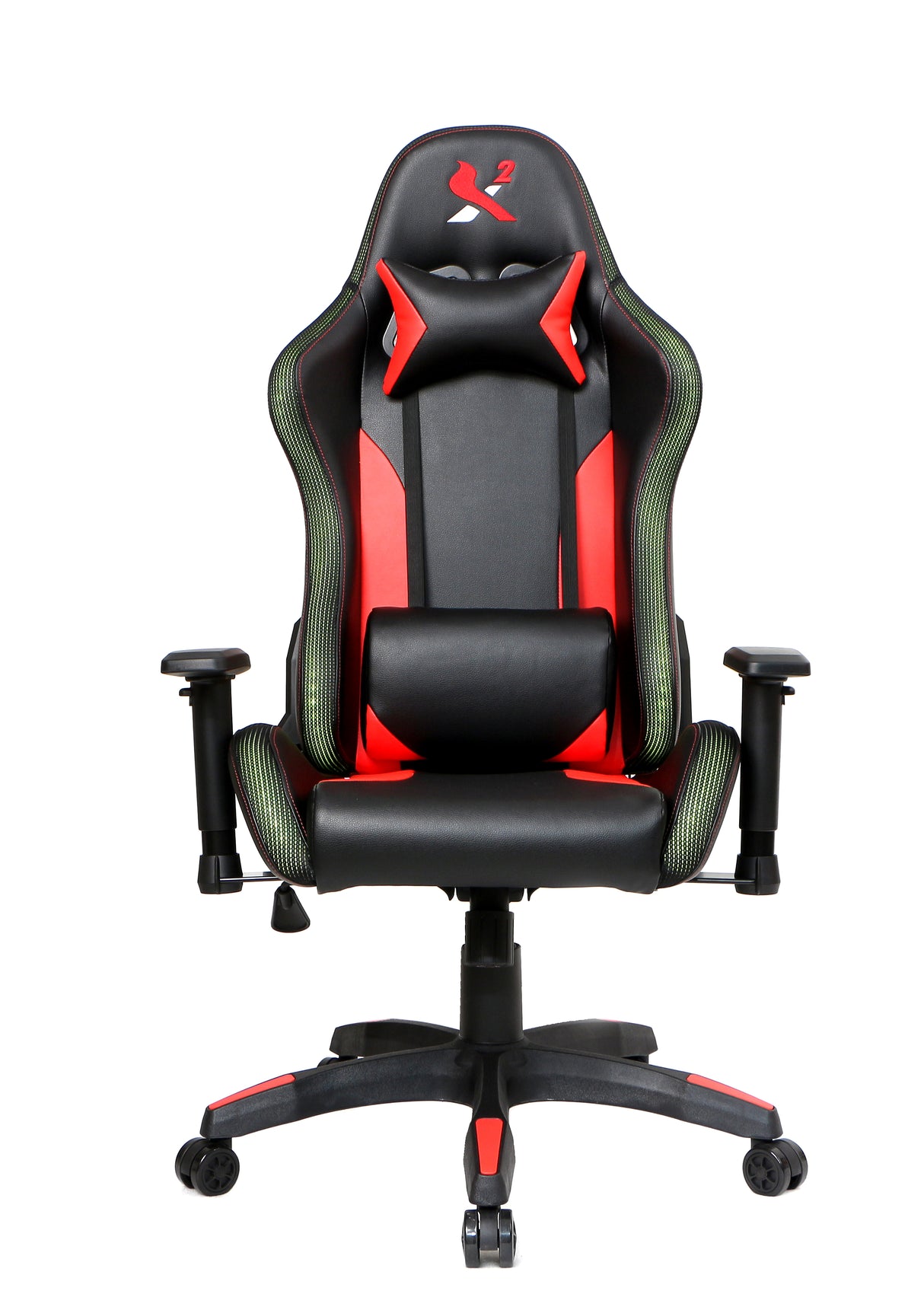 X2 Gaming Stoel - Met nekkussen Verstelbaar - RGB Lichten - Ergonomisch - Bureau Stoel - PVC leer - Nylon Wielen - 54x69.5x133cm (LxWxH) Spire