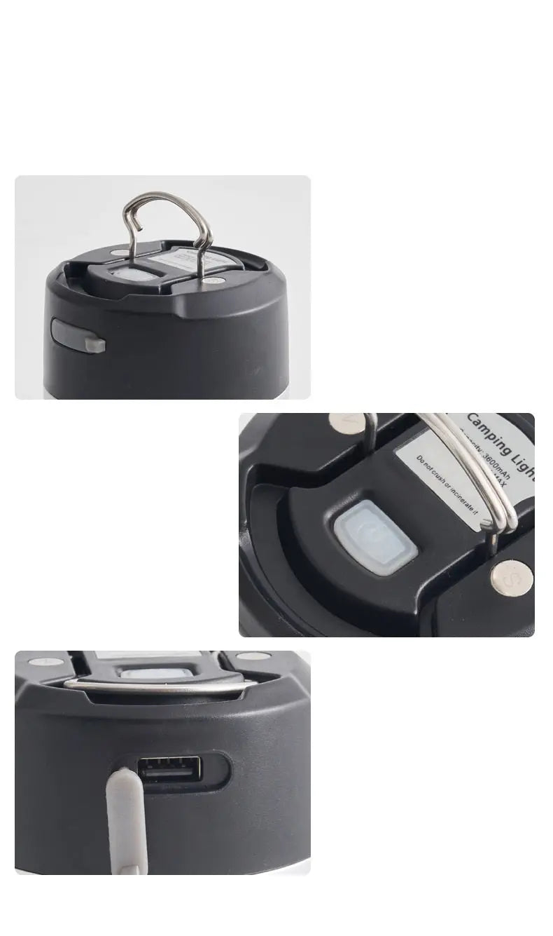 Kampeer LED Lamp met ophanghaakjes en magneet - oplaadbaar via USB type C Coolgods