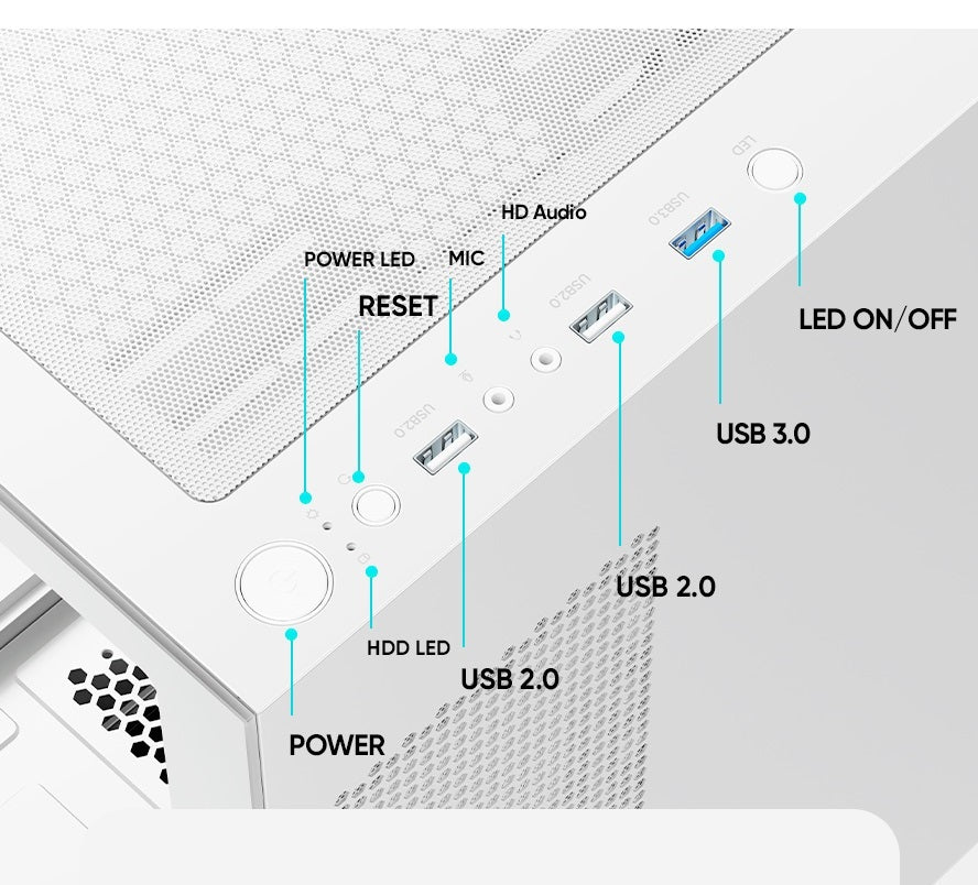 Boîtier PC | Noir | USB2.0, USB 3.0 | 3.5" HDD * 2, 2.5" SSD * 2 | Micro ATX/MINI ATX