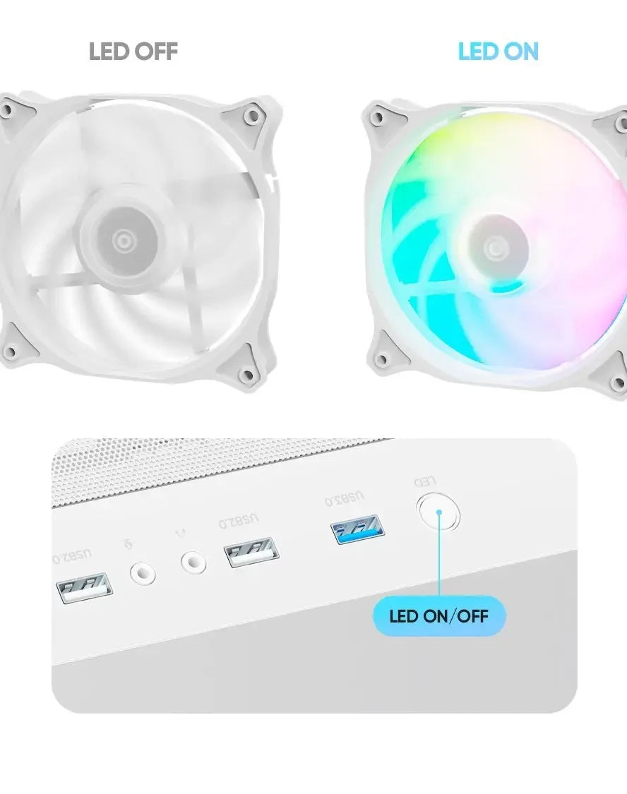 PC behuizing - gamer case - U20M WHITE - Tempered glass - RGB Spire