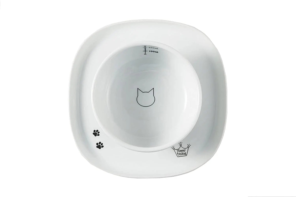 Voerbak dienblad (enkel) schotel voor voer- drinkschaaltje - 19.5 x 19.5 x 2 cm - Keramisch schoteltje Coolgods