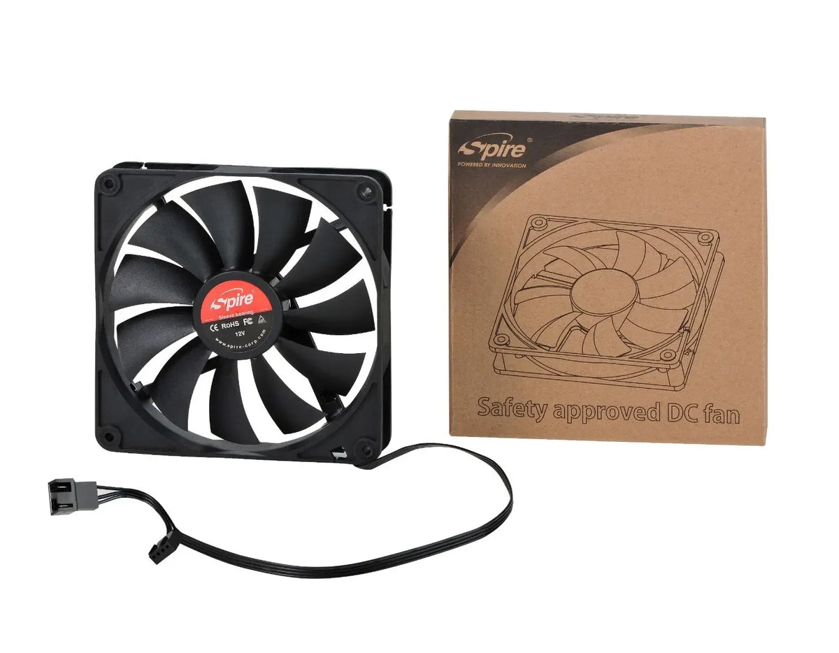 Computer ventilator 14cm - 200-1700 RPM PC koeling - stille werking van maximaal 28 dB - 4-pin connector en socket Spire