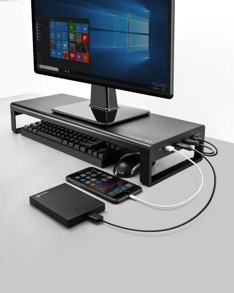 Multifunctionele monitor standaard | Aluminium | 4x USB3.0 hub | Verbeter uw werkplek | Laptop en computer Coolgods