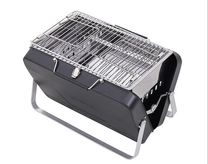 Compacte BBQ - mini barbecue koffer - zwart - draagbaar - maat S - Coolgods.nl