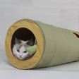 Katten speelgoed - Speeltunnel met meerdere gaten - Legergroen - Voor Katten < 10kg SpirePets