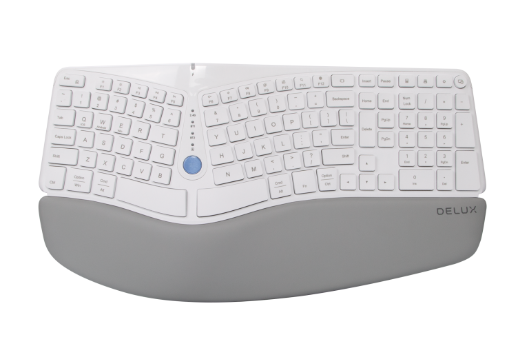 Delux gesplitst ergonomisch toetsenbord met polssteun Delux