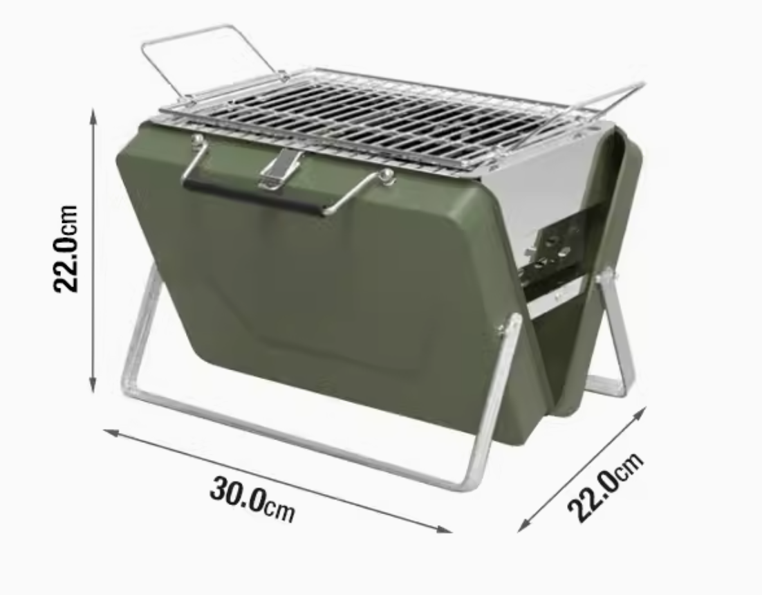 Compacte BBQ - mini barbecue koffer - groen - draagbaar - maat S - Coolgods.nl