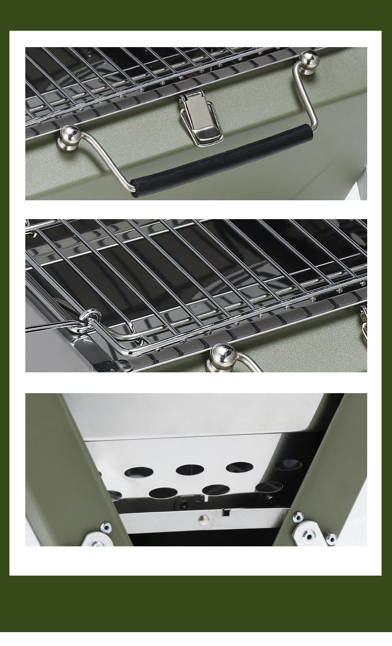 Compacte BBQ - mini barbecue koffer - groen - draagbaar - maat M - Coolgods.nl