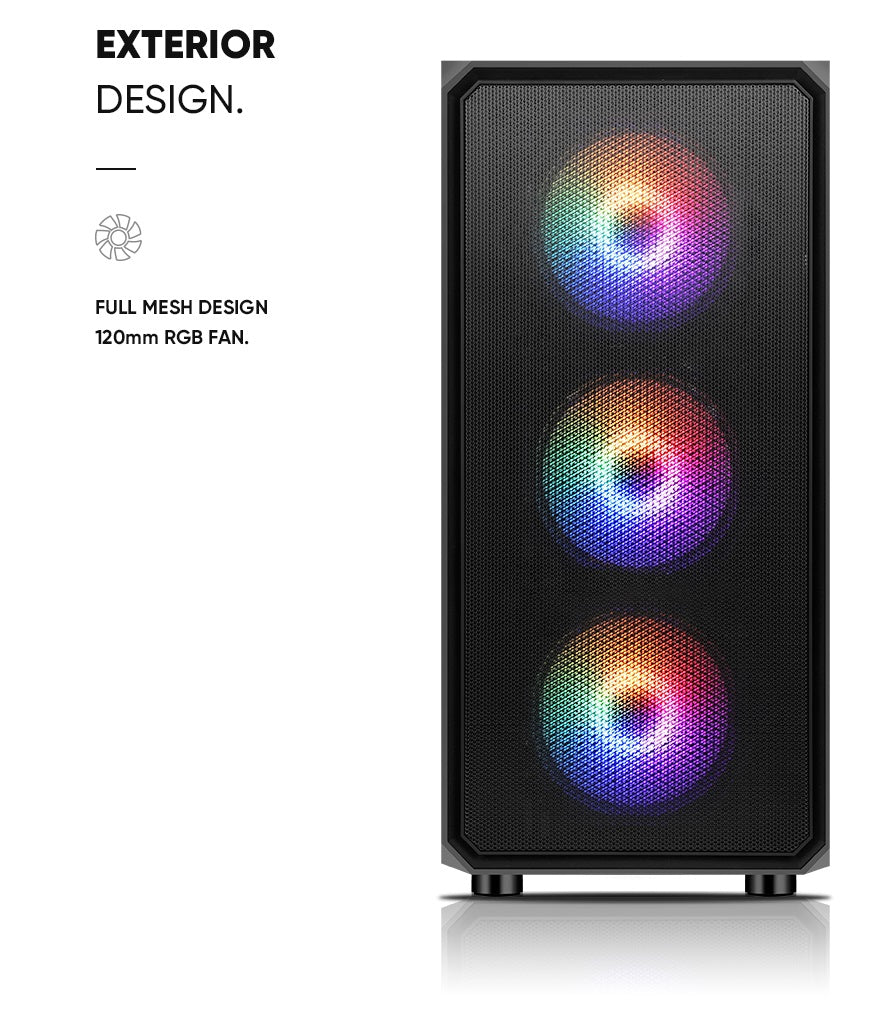 PC gamer case - G30 BLACK TRUE FORCE - Tempered glass