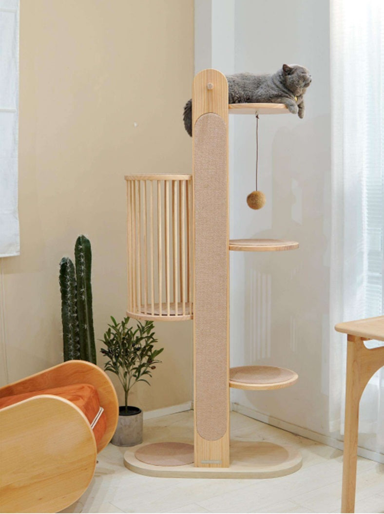 Grattoir vertical pour chats-pin Wood-80x40x170.5 cm (LxLxH)