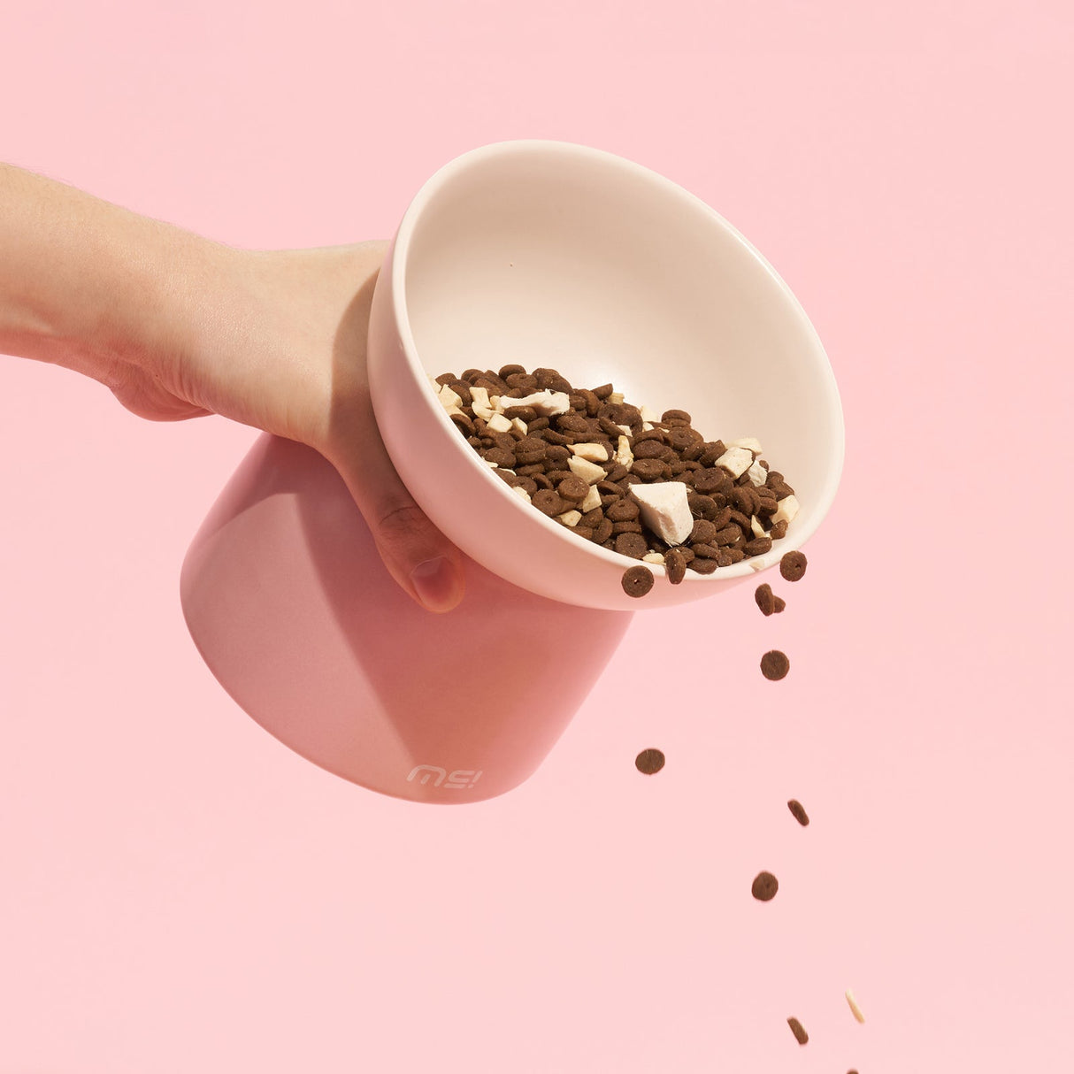 Verhoogde kattenvoerbak - keramische voerbak kat - roze SpirePets