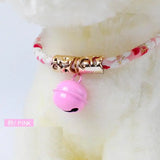 Halsband katten roze met bel - Japans - verstelbaar in lengte - 29 tot 36 cm - kattehalsband - halsbandje Coolgods